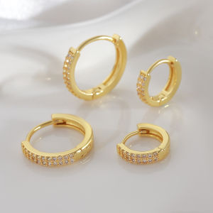 Rantai emas 916 original fashionable and versatile double row diamond studded earrings