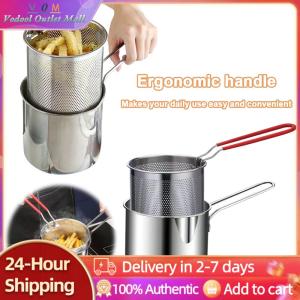 【Outlet】Deep Frying Pot with Strainer Stainless Steel 304 Kitchen Fryer Portable Cooking Pot for Home Use