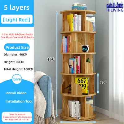 🌟SG STOCK🌟Rotating Book Shelf Rotate Student Multi Layer Bookcase 360-degree Rotating Creative Bookshelf