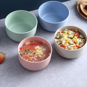 Ginca Nordic Colored Wheat Straw Bowls Circular Shatter Resistant Plastic Tableware Bowls For Household Use