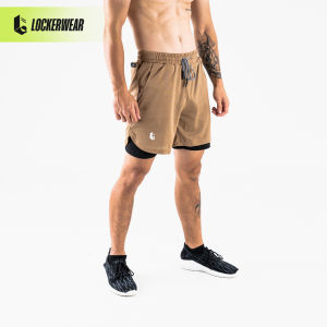 Celana Running Sport Gym Fitness Pria Legging 2 In 1 Olahraga Compression Short Pants Baselayer Manset Quick Dry Fit Polos