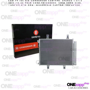 CON-TY-12C-010 Condenser Cartype for Avanza 1.3/1.5 2015-2022 12mm Core Thickness High-Quality Replacement Part