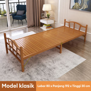 Tempat tidur lipat tunggal ganda dewasa rumah tangga sederhana bambu papan keras kayu solid tempat tidur kecil