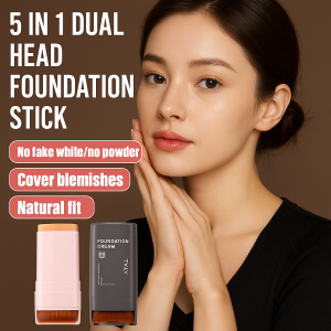 Silky Dual Head Foundation Stick Clear Foundation Eraser 5-in-1 Sheer Foundation Stick Dual-Ended Concealer Liquid Foundation Eraser Applicator Portable Waterproof Oil-Control Natural Finish