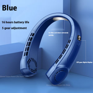Cổ di động fan hâm mộ 3000/6000mAh có thể sạc qua USB Màn hình hiển thị kỹ thuật số Quạt không cánh 5-tốc độ có thể điều chỉnh cổ quạt làm mát thích hợp cho du lịch mua sắm trường cắm trại