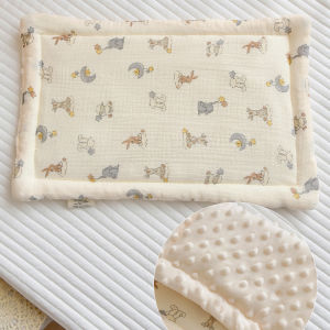 3D Doudou หมอนผ้ากำมะหยี่สำหรับเด็กทารกหมอนผ้าฝ้ายแบนหมอนเบาะนอนต่อต้านการถ่มน้ำลาย