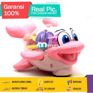 Mainan Anak Robot Lumba Lumba Cute Dolphin Gear Bergerak Berjalan LED Suara