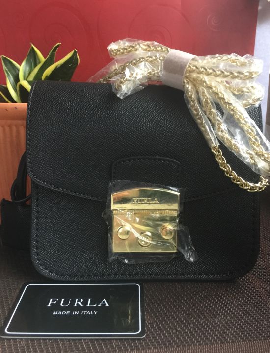 Furla black sling bag sale