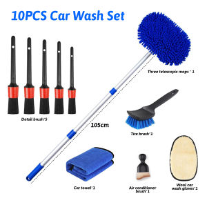 Car Wash Mop Car Brush Cleaner Wash Brushes Telescopic Microfiber Cloth Deataling Wax Duster Wash Mop Water Adjustable Long Handle Cleaning Mop Washing Brush Tool Roof Window Cleaning Berus Cuci Kereta Motosikal