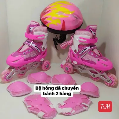 Giầy Trượt Patin trẻ Em Tặng Mũ Bảo Vệ Bảo Hộ Tay Chân Có Đèn Phát Sáng Điều Chỉnh Tăng Giảm Được Kícḣ Thước