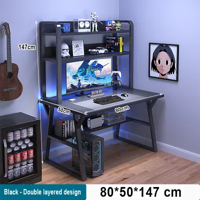 Study Table 80/100/120cm Computer Table with Book Shelf PC Storage Student Study Desk Writing Desk Home Office Table