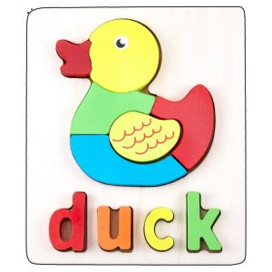 Hntob 18*15cm Wooden 3D Embossed Early Educational Learning Toys Puzzle toy Toddlers Preschoolers