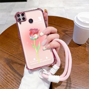 เคส เคสสำหรับ REALME C12 REALME C25 REALME C25S REALME C15 เคสศัพท์ เคสนิ่ม ซิลิโคนกันกระแทก ปกใสสี่เหลี่ยมพร้อมสายคล้อง SJSTYDMG01