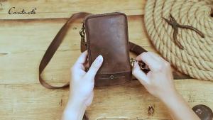 แนวโน้มนางฟ้าดำ EBAY กระเป๋าคาดข้างผู้ชายหนังม้าบ้า กระเป๋าศัพท์ผู้ชาย Hot