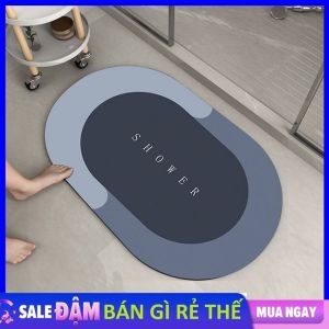 Thảm chùi chân hình oval chữ nhật Thảm lau chân Silicon Siêu Hút Nước chống trơn trượt cao cấp kích cỡ 40x60cm dành cho nhà tắm phòng ngủ cửa ra vào phòng khách đều đẹp giá siêu rẻ trang trí nhà cửa