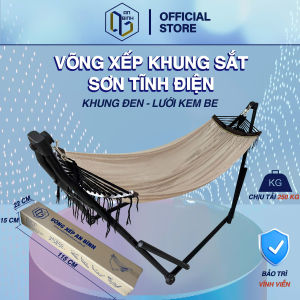 Bộ Võng Xếp An Bình Hàng Xuất Khẩu Khung Phi 32 Sơn Tĩnh Điện Chịu Lực 250kg Lưới Võng Polyester Siêu Bền Màu Sắc Đa Dạng - Hàng Chính Hãng