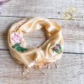 Khăn Lụa Tơ Tằm Thêu Sen Việt Nam SenSilk 200x55cm, Khăn Thêu Thủ Công, Vải Lụa Tơ Tằm, Lụa Tơ Tằm Thêu Tay, Vietnam Silk Embroidery. 