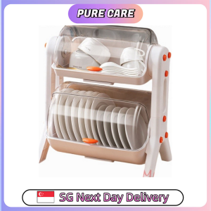 【Pure Care】 Draining Dish Rack Organizer Kitchen Storage with Cover and Drainer Utensil Cutlery Dishrack