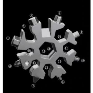 MYX Store Snowflakes Multi Tool Pocket Wrench Saker Tool Kunci Salju 18 IN 1 Snowflake Multifungsi Serbaguna Survival Obeng 18in1 Snow flake Multi-Tool Spanner Hex gantungan