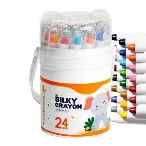 CANICECA Washable Crayon Set 12/24 Color Twist-Up Oil Pastels  Blendable Coloring Pencils for Travel School Home Art Supplies