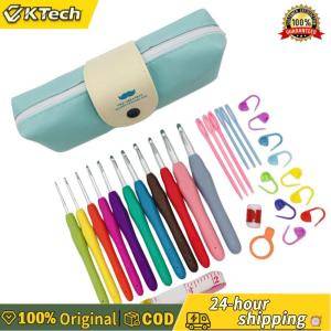 【Free Shipping】 Crochet Hooks Sets Sewing Tools Sets with Case Ergonomic Handle for Beginners