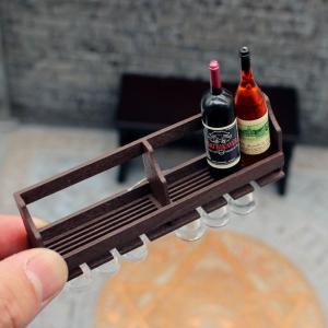 QUANSEN 1Set Dollhouse Toy Simulation Wall Mounted Wine Rack Cup Rack Miniature Hanging Display Rack Model Play House Toy Decor Kid Gift