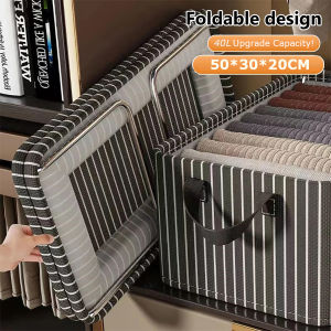 Steel Frame 40L Foldable Clothes Storage Box Wardrobe Closet Drawer Storage Basket Large Capacity Clothes Organizer
