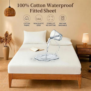 Waterproof 100% Cotton Fitted Sheet Set for Kids Adult Soft Skin Friendly Simple Solid Mattress Protector Cover with Deep Pocket2026