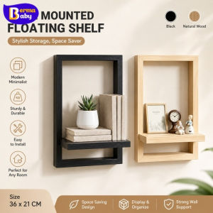 BERMA BABY Wooden Geometric Display Rack Boho Wall Mounted Wood Shelf Nordic Vintage Style Decor Storage Rack