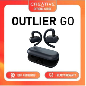 Creative Outlier Go (EF1210) Wireless Open-Ear Headphones with an Adjustable Fit and Ear Hooks Up to 26 Hours Total Playtime Dual Microphones Bluetooth 5.4 IPX4 Water Resistant (Dark Blue)