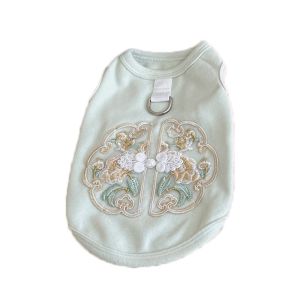 GBDSVD Soft Chinese Style Dog Vest Embroidered Warm Pet Clothes Chihuahua Cute Plush Vest Small Medium Dogs