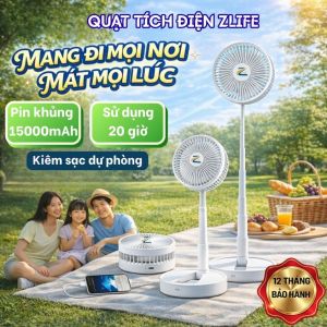 Quạt Tích Điện Du Lịch 15000mAh Gấp Gọn - Dùng 20H Sạc Điện Thoại Đi Phượt Camping Cực Tiện
