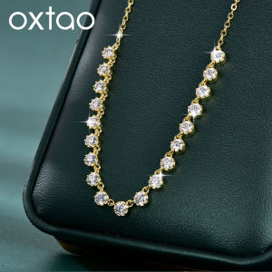 OXTAO Certified Moissanite Bubble-Style Necklace 3mm D VVS1 for Women Sweet U-Smile Pendant Necklace Jewelry 14K Gold Filled2026