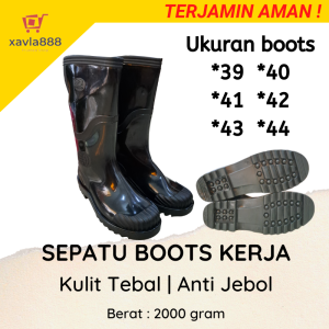 Sepatu Boots Pria / Sepatu Boots Hitam Mengkilap Anti Jebol - Boots Ukuran 39-40-41-42-43-44 - xavlastore888