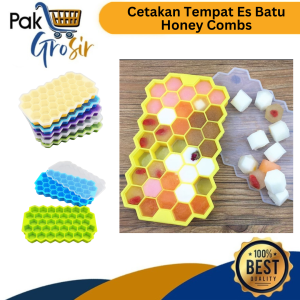 Cetakan Tempat Es Batu Honey Combs + Penutup 37 Sekat Hexagon Silikon Food Grade Jeli BPA Free