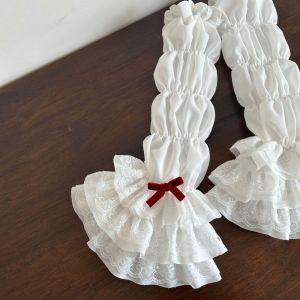 LUSIT Lolita JK Găng tay không ngón tay ren Cung Dễ thương Phụ kiện trang phục cosplay JK Y2K Ren trắng Bọc tay áo cho phụ nữ