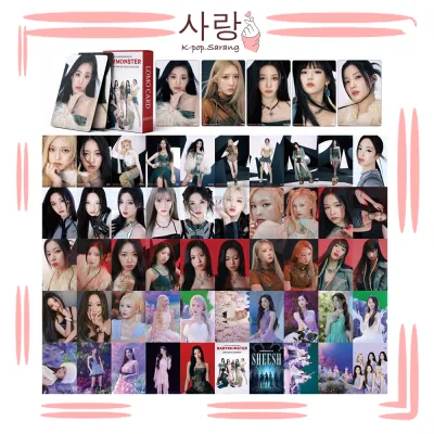 55pcs BabyMonster《SHEESH》White Red Stamp LOMO Cards Set Collection Kpop Ruka Pharita Asa Rami Rora Chiquita Ahyeon Photocard Kad Foto 10pcs