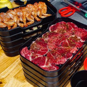 Khay nhựa Melamine đựng sushi 06 đồ ăn lẩu nướng BBQ chữ nhật nhám đen 23.5 x 14.7 x 3.0 cm