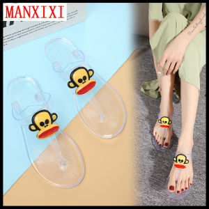 MANXIXI Fashion Women Flip Flop Bohemian Style Beautiful Cartoon Monkey Cute Jelly Flat Slippers (Size 36-41)
