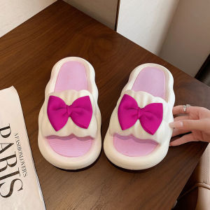 SQShop ใหม่มาก🎊รองเท้าแตะผญติดโบว์ใหญ่สุดน่ารัก รองเท้าแตะแฟชั่นสีพื้นสลับ2สี มีให้เลือก 4สี รองเท้าแตะแบบสวมแต่งตัวง่ายเข้ากับทุกลุค