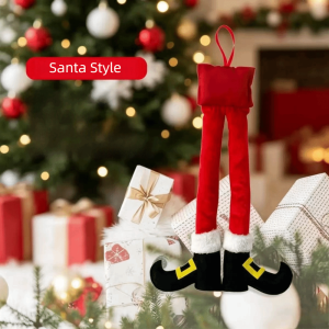 MIRELAE Soft Christmas Elf Legs Hanging Ornament Cloth Multi-purpose Fireplace Mantel Decoration High Quality Santa Claus Legs Decor Christmas Gift
