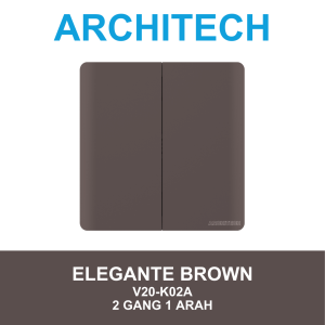 ARCHITECH Elegante Brown V20-K02A Sakelar/CETEKAN Lampu 2 Gang 1 Arah