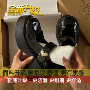 [Free Shipping] Black Chunky-Heeled Platform-Soled Women’S Shoes New Autumn Collection Height-Increasing Shoes Low-Heeled Shoes
