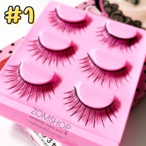 ✅【ชมพูลายจุด】ขนตาปลอม 3D eyelashes【กล่อง/3คู่】แกนนิ่มอ่อนนุ่ม ไม่ระคายเคือง เส้นขนเรียงสวย