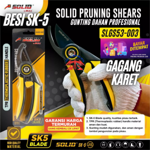 SOLID SLGS53-003 Gunting Dahan 8" Gg. Karet Tanaman Ranting Stek Bonsai Stenlis SK5 Pruning Shears