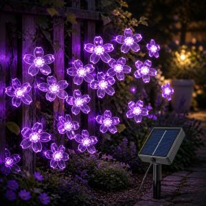 Solar Cherry Blossom LED String Lights Outdoor Waterproof Sakura Fairy Lights Solar Flower Lights for Home Garden Christmas Tree & Festival Decor