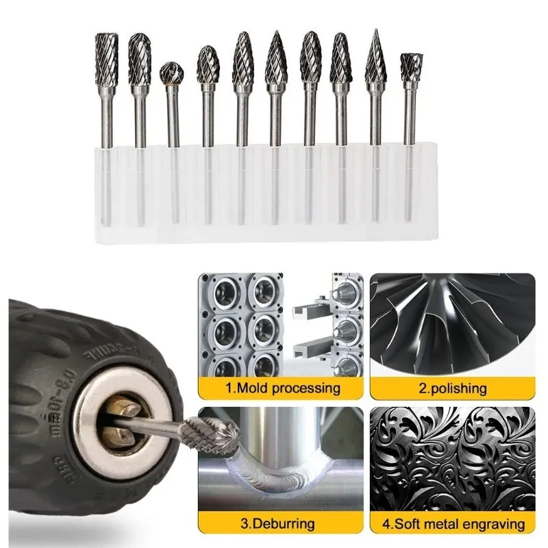 5 Pcs Tungsten Steel Grinding Burr, Files for Manufacturing, Arts Crafts Trimming