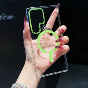 for Galaxy S25Ultra Luxury Transparent Double Color Case for Samsung Galaxy S25 Ultra Magnetic Hard PC Clear Slim Cover