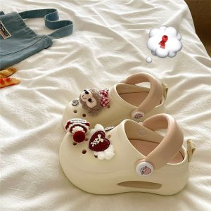 [Free Shipping] Thick-Soled Height-Increasing Cartoon-Themed Clogs For Women Cute Summer Outdoor Sandals Non-Slip Beach Sandals And Slip-On Sandals With A Closed-Toe Design