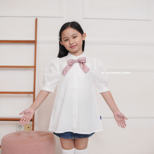 Lily And Clark Dress Anak Perempuan Pita Warna Putih DLP01